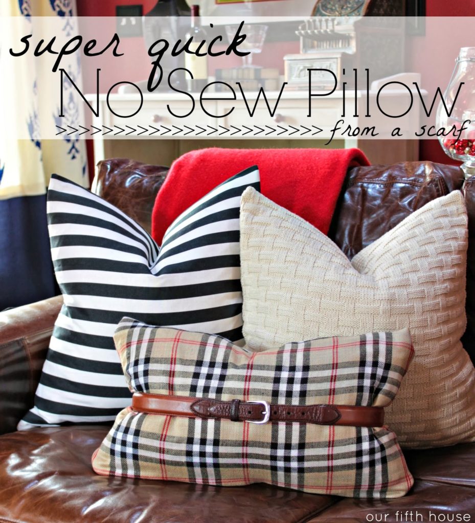 No Sew Scarf Pillow