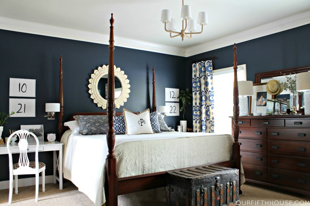 Κρεβατοκάμαρα με μπλε τοίχους