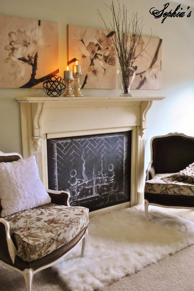 fireplace and chairs