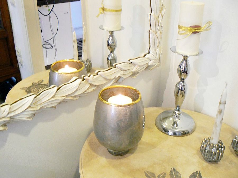 Πως να φτιάξεις γυαλί υδραργύρου πάνω σε γυάλινα αντικείμενα, Mercury glass candle holders and flower vase