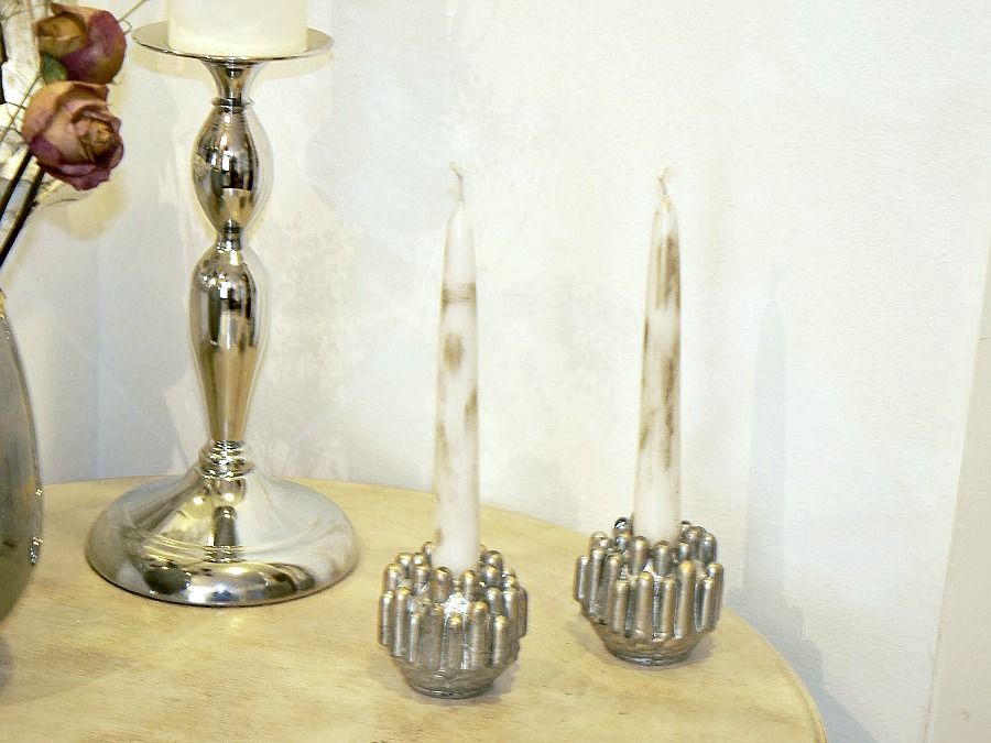 Mercury glass candle holders