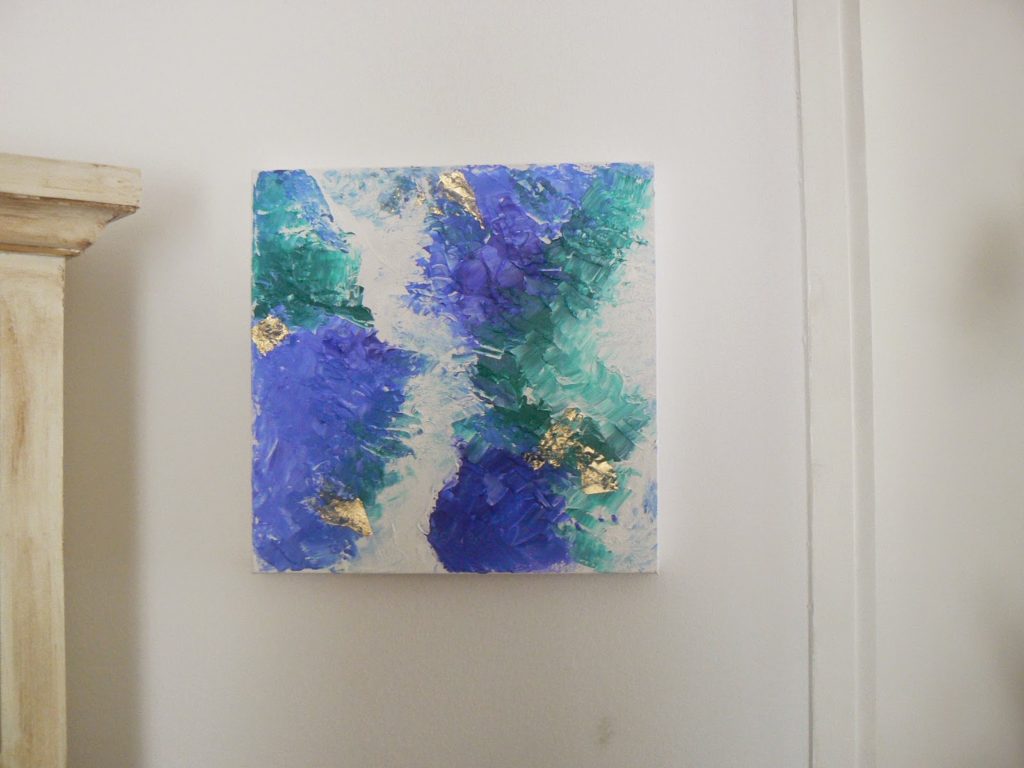 Μπλε και πράσινο με φύλλα χρυσού abstract art
