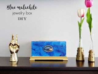 Μπλε μπιζουτιέρα με εφέ μαλαχίτη diy