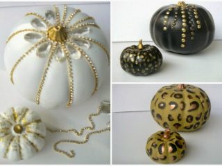 Στολισμένες κολοκύθες για φθινοπωρινή διακόσμηση diy