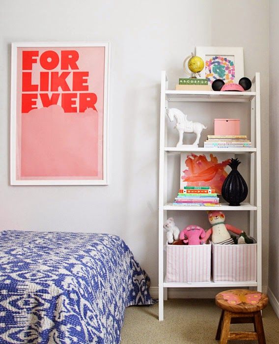 47 Erika Brechtel girl room cute bohemian pink blue For Like Ever kantha quilt bookshelf