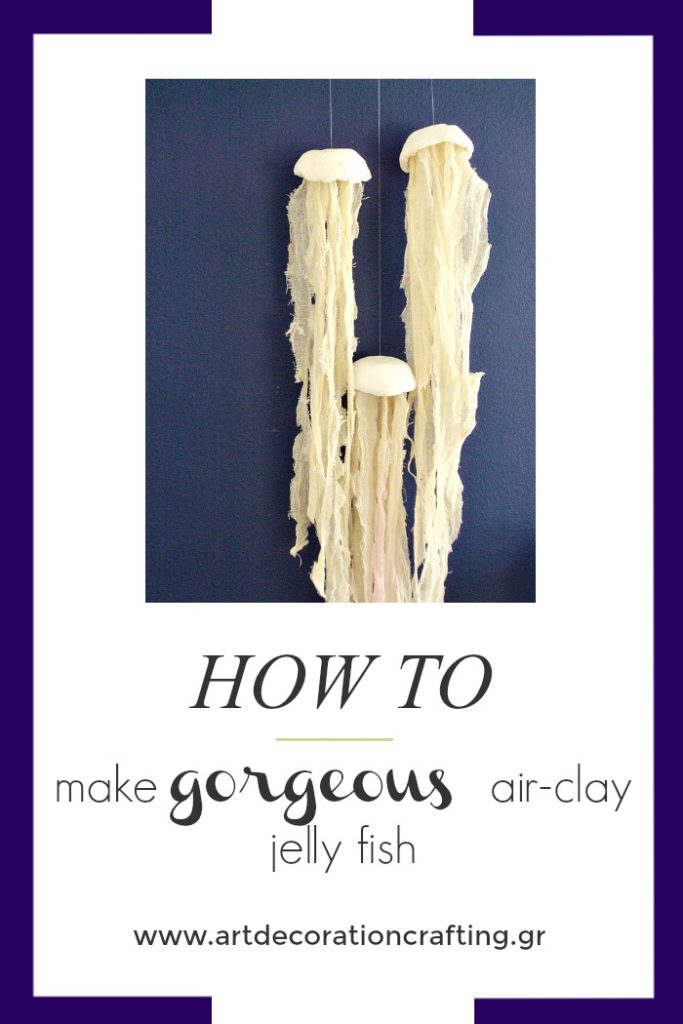 How to make gorgeous air clay jelly fish | Μεδουσες φτιαγμένες από πηλό και γάζες