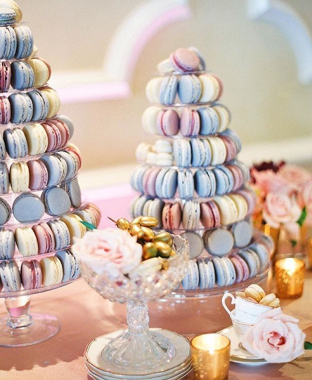 Blue and pink macarons