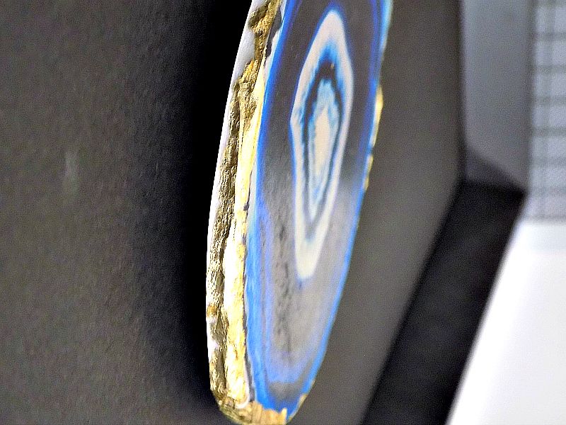 Blue agate slice in a frame