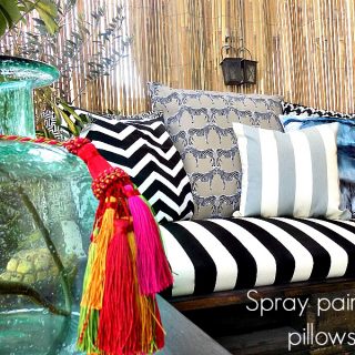 spray painted pillows cover