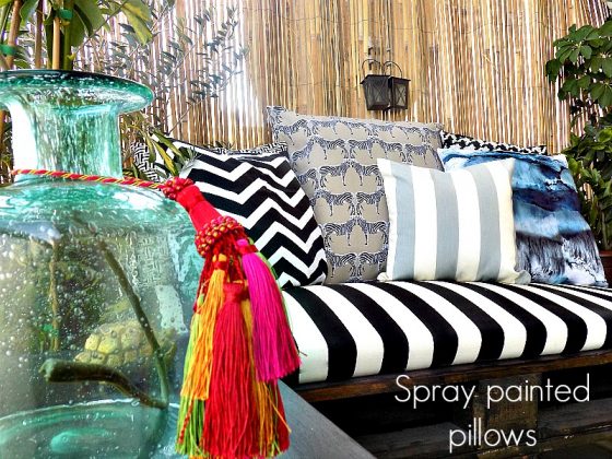 spray painted pillows cover