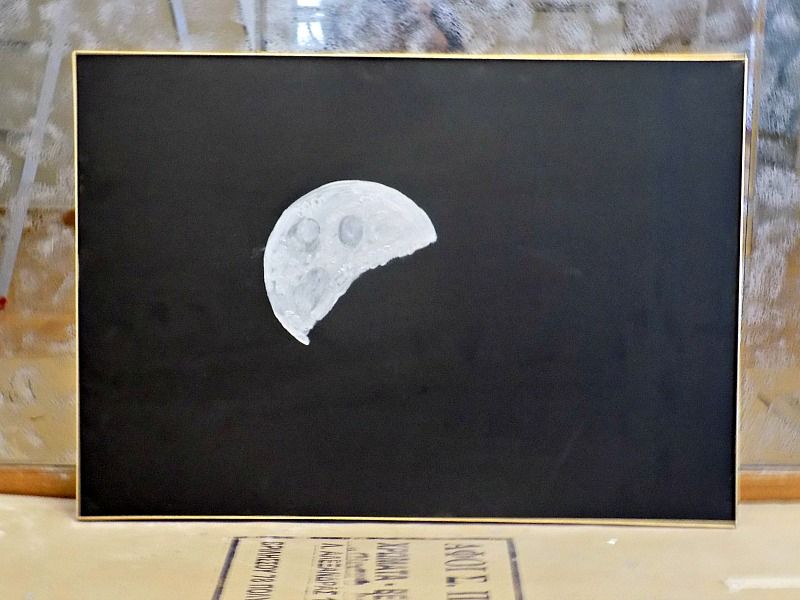 Πίνακας ασημένιο φεγγάρι πάνω σε μαύρο φόντο diy