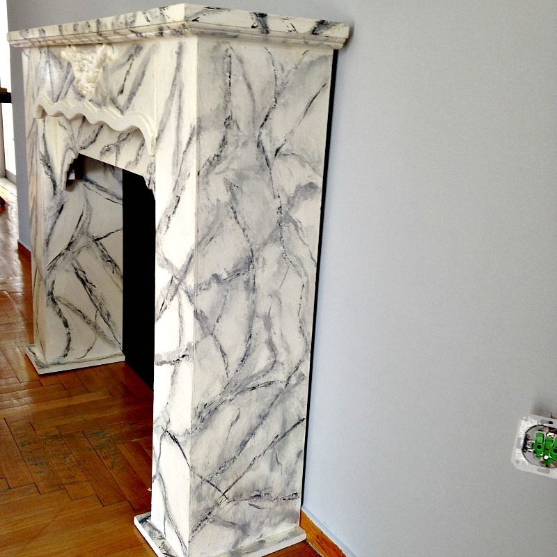Faux marble fireplace diy