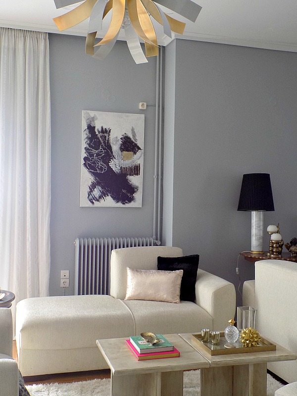 Siliver, white, black, gold abstract art diy, black, white and gold living room decor