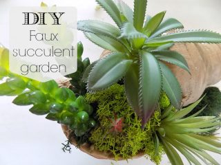 Faux succulent garden in a shell