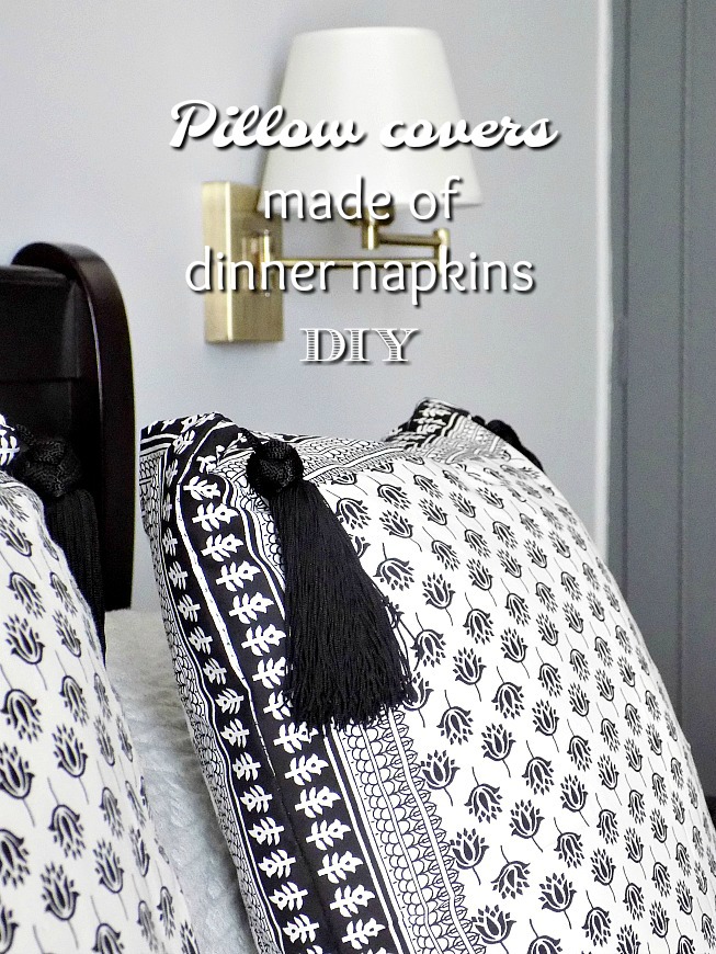 Pillow covers made of dinner napkins diy