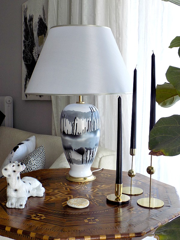 Diy black and white abstract table lamp