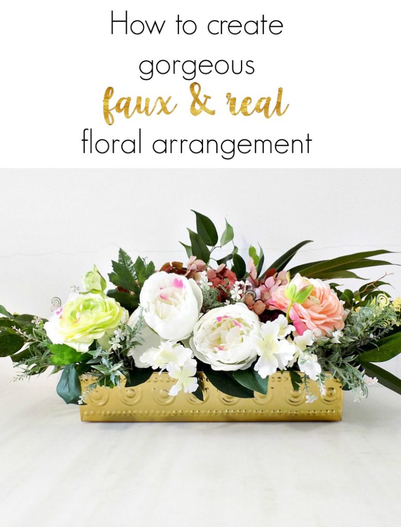 DIY gorgeous faux and real floral arrangement