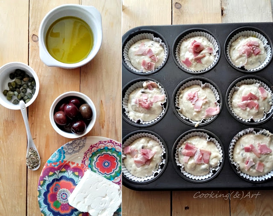 Αλμυρά muffins με φέτα, ελιές και κάπαρη