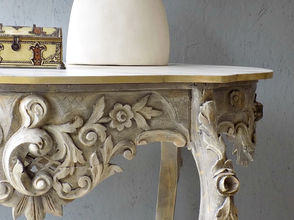 Antique console table makeover, stone effect