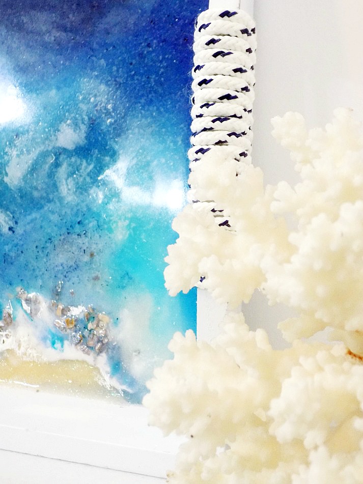 Δίσκος με άρωμα θάλασσας, Beach resin art and coral