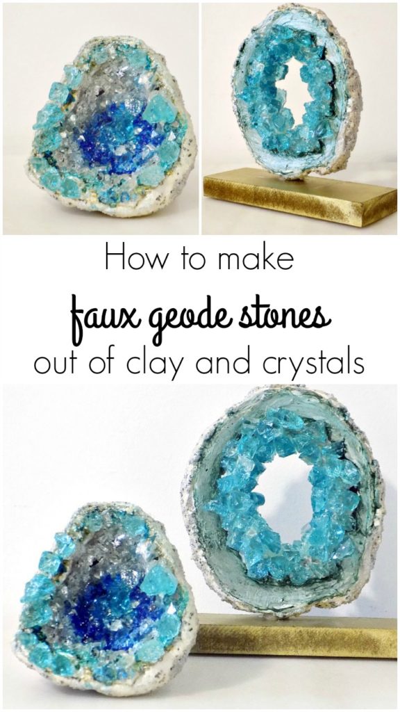 how to make faux geode stones out of clay and crystals