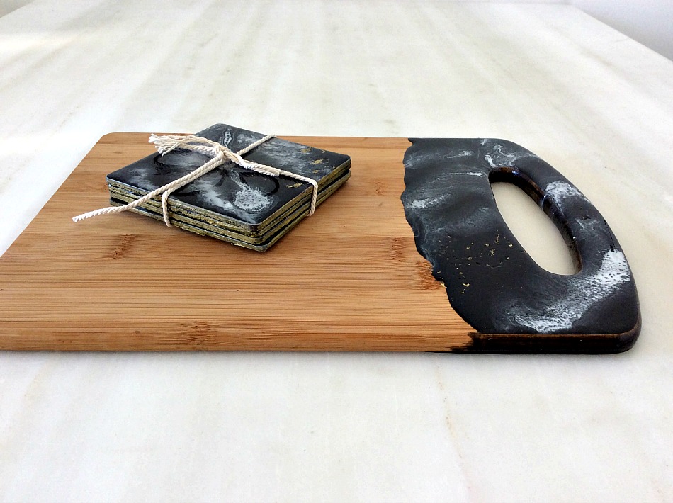 Resin coasters and cutting board