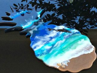 Beach resin art on a pineapple