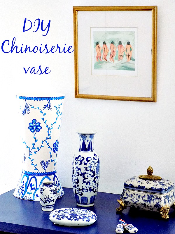 Chinoiserie style handpainted vase