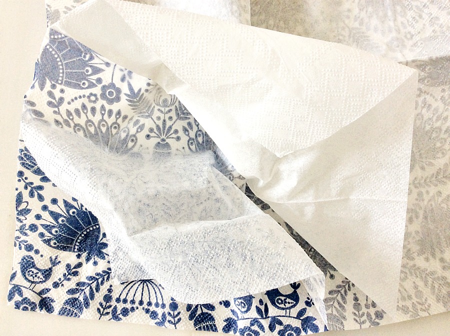 Blue and white paper napkins