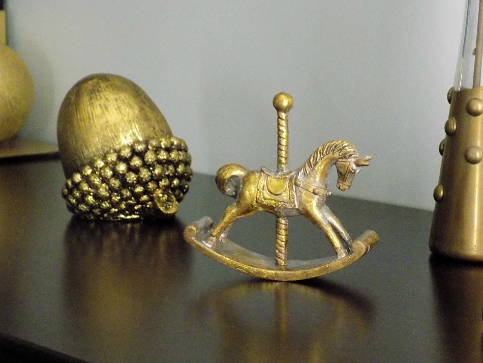 Brass little horse, Christmas decorations master bedroom