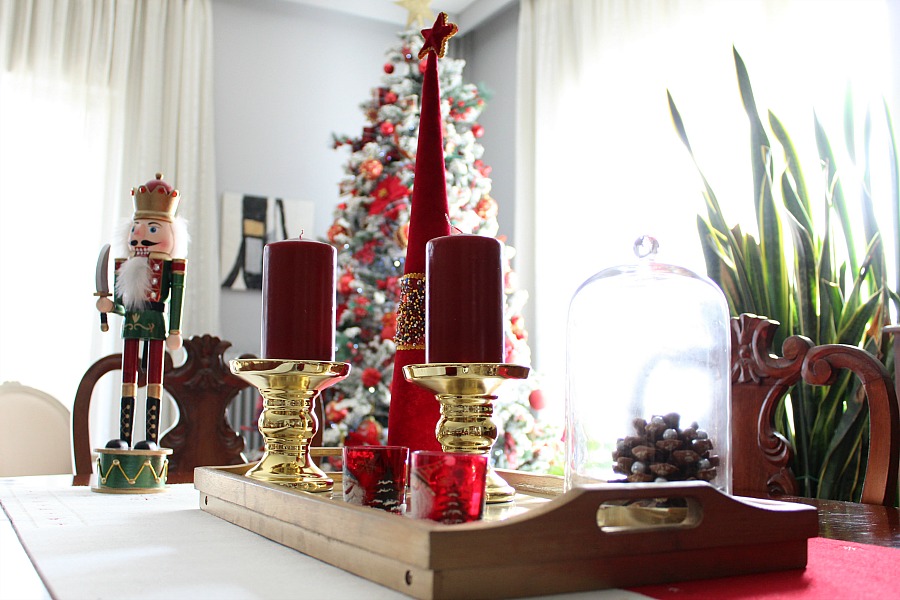 Christmas 2019 dining room, red candles | Κόκκινα Χριστούγεννα 2019, διακόσμηση  τραπεζαρίας