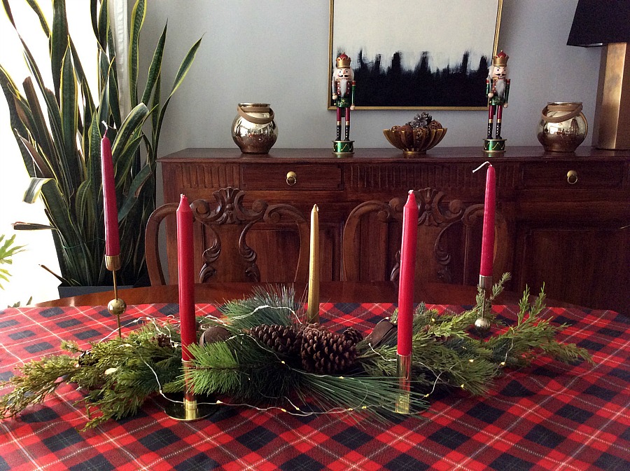 Holiday centerpiece with candles