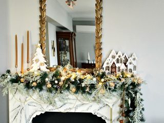 Roustic glam χριστουγεννιάτικη διακόσμηση τζακιού