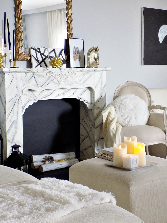 DIY faux marble fireplace
