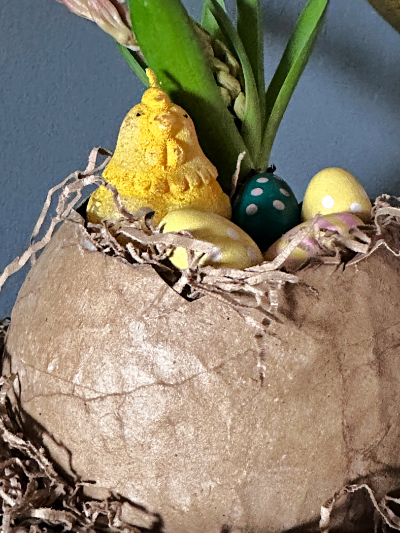 Διακόσμηση κονσόλας εισόδου, μικρό αυγό φωλιά κίτρινα αυγά, κίτρινο πουλάκι κερί