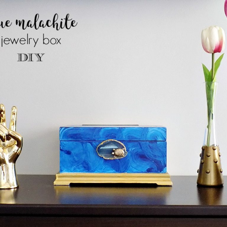 Μπλε μπιζουτιέρα με εφέ μαλαχίτη diy