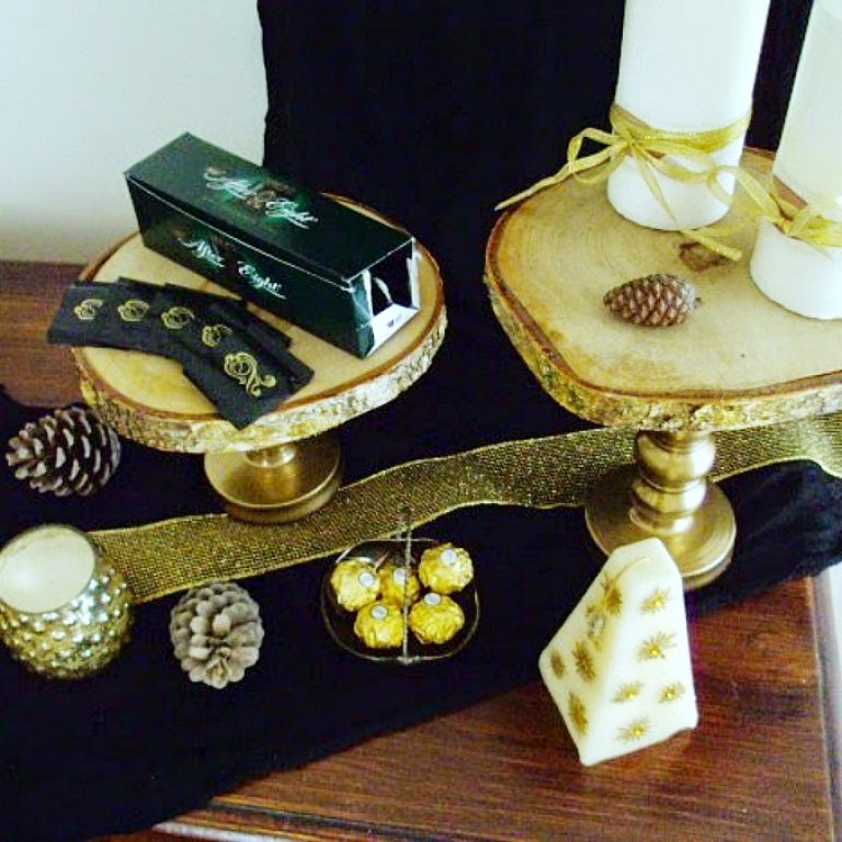 Cake stand από φέτες ξύλου